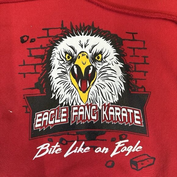 Champion Reverse Weave Hoodie Sweatshirt Large Red Eagle Fang Cobra Kai Karate - Picture 3 of 8